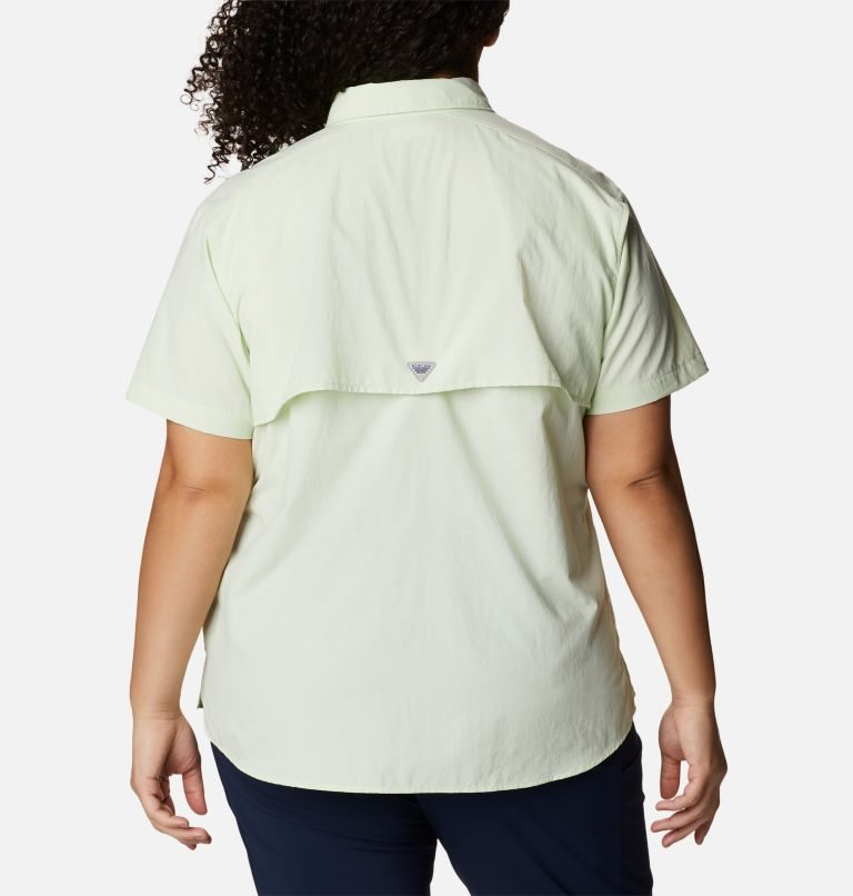 Women's Columbia PFG Bahama Short Sleeve Shirts Mint | Plus Size CA-W4C85